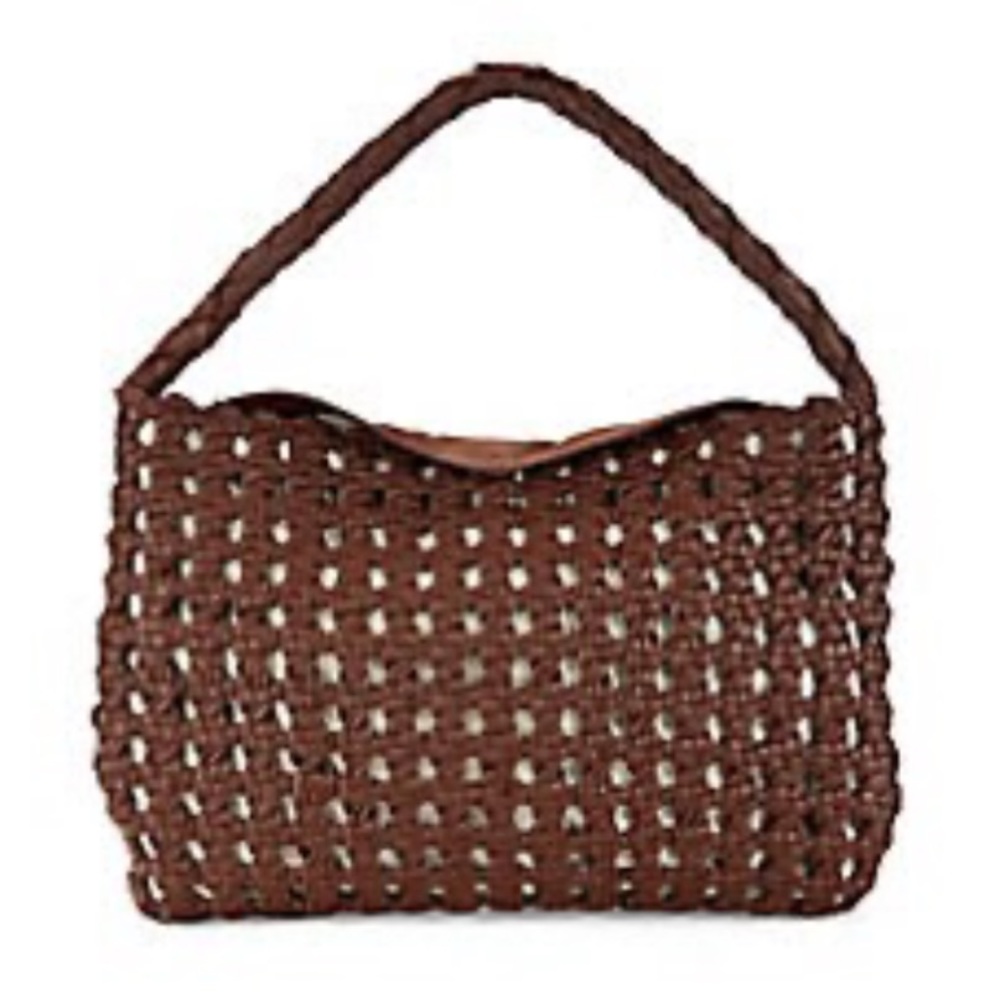 Vince Camuto Lyona Leather Macrame Top Handle Bag